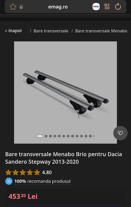 cutie portbagaj Menabo 320 si bare