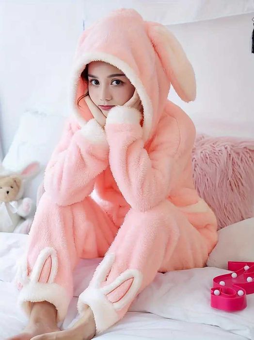 флисовый кролик пижамный комплект issiq pijama