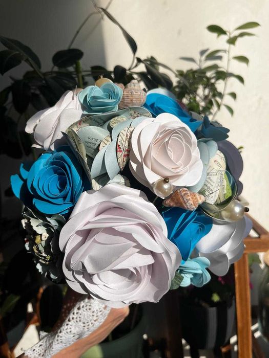 Vând buchet de mireasă din flori de hârtie