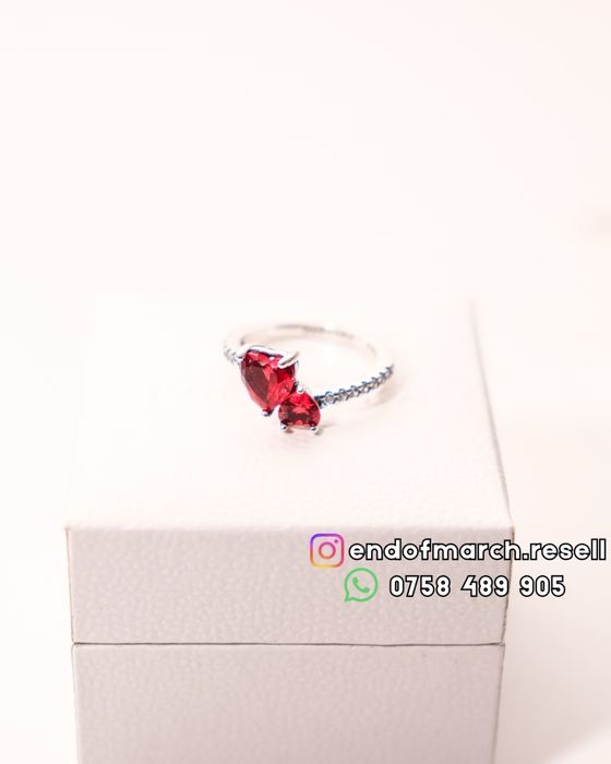 Inel Pandora double heart