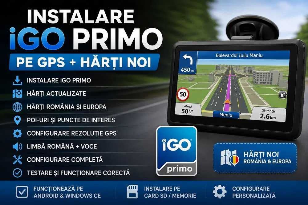 Instalare iGO Primo pe GPS + Hărți actualizate pentru navigator gps auto portabil