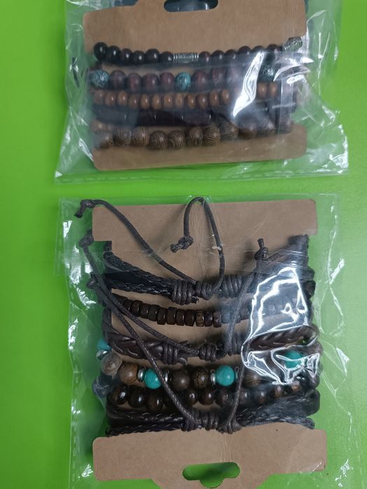 Креативные  мужские браслеты,дерево,кожа,