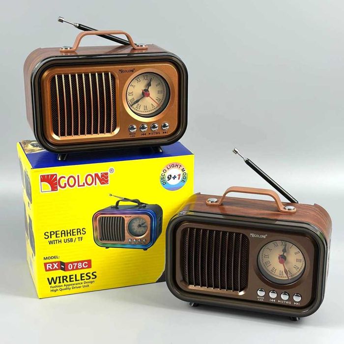 Ретро преносимо радио 9в1 GOLON RX-078CS нов с Bluetooth, радио и соларно зареждане