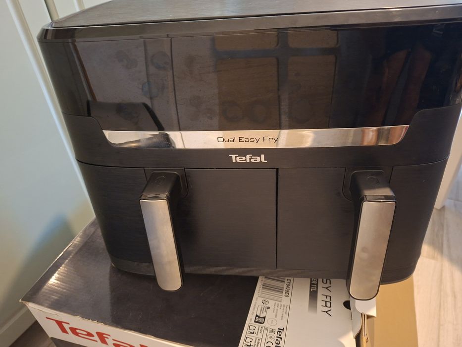 Friteuza dubla cu aer cald Tefal Dual Easy Fry XXL EY9428E0, 2700 W, capacitate 11 L