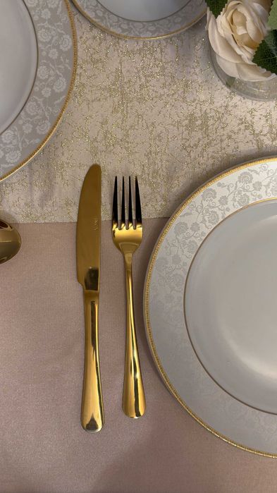 Set tacâmuri din inox auriu finisaj premium 24 piese GLOSS