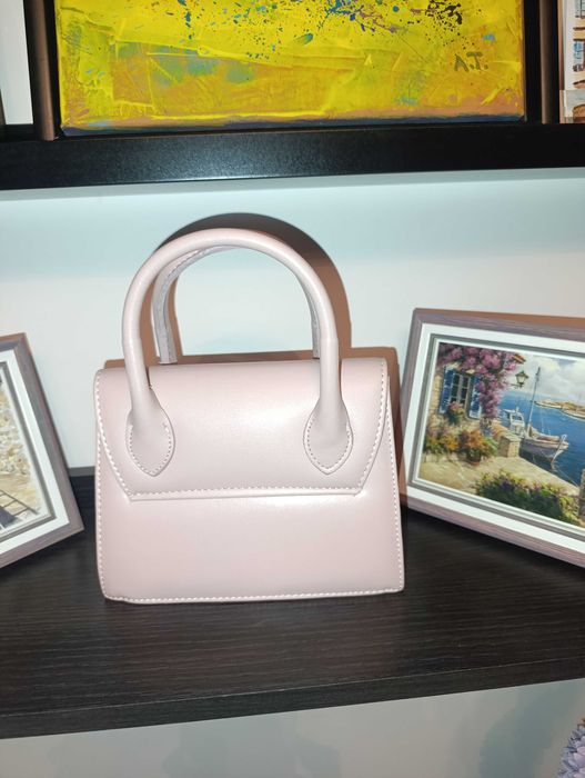 Чанта Розова с дълга дръжка и надпис