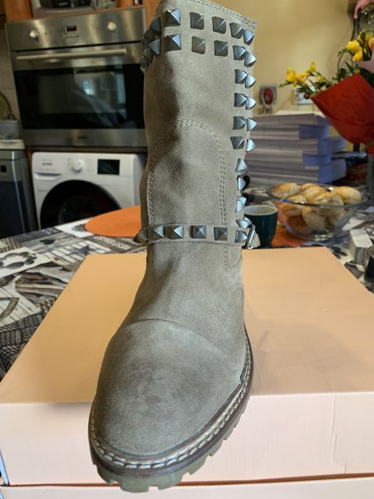 Ghete piele naturala cu tinte, verzi, toamna-iarna