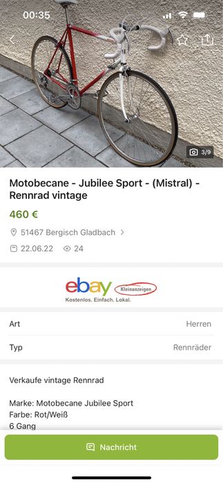 Bicicleta Vintage Motobecane Mistral By MBK ( Cursiera )
