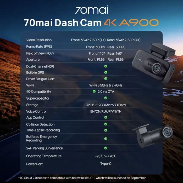 Camera auto 70mai A900 dual 4k!!! Atenție model lansat astăzi 17 august!!!