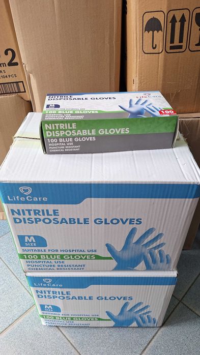 Нитрилни ръкавици, размер М, кутия 100 броя, сини