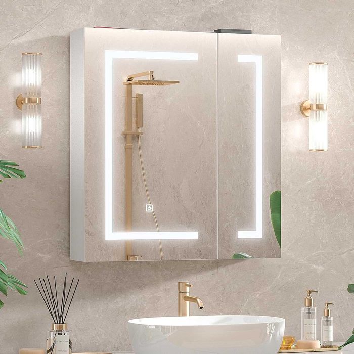 ЛЕД LED шкаф за баня,  с огледало, с осветление, 60 * 65 17
