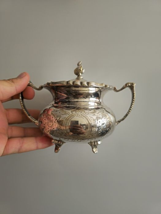 Посребрен сервиз за чай/кафе, EPNS, антикварен комплект 3 части