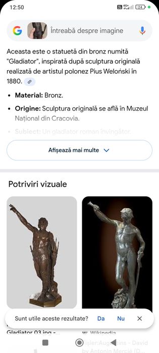 Statueta Veche De Colecție Semnată "Gladiator"