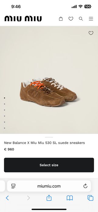 New Balance X Miu Miu 530 SL suede sneakers