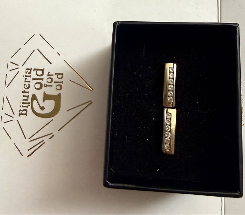 Cercei aur 14k noi alb si galben