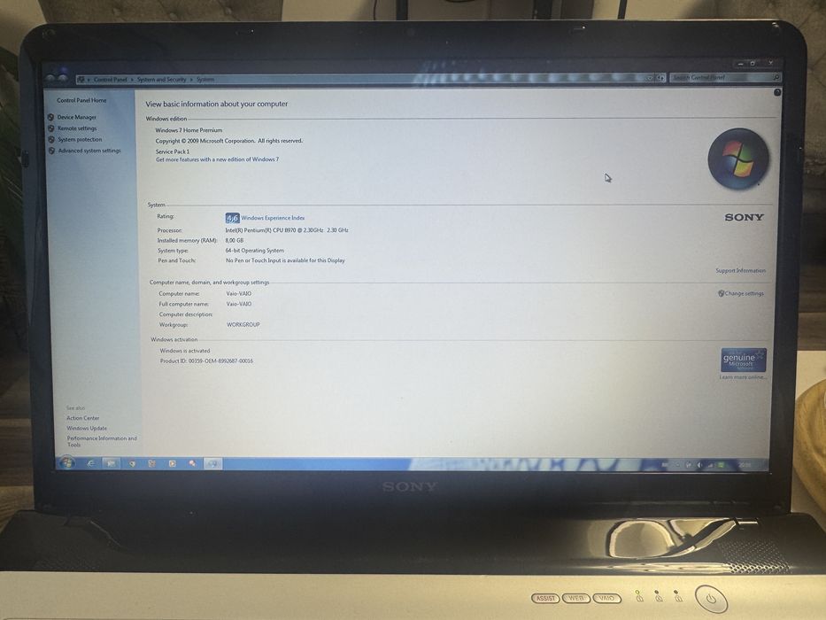 Laptop sony vaio sve171 17inc ssd 256 16gb rami