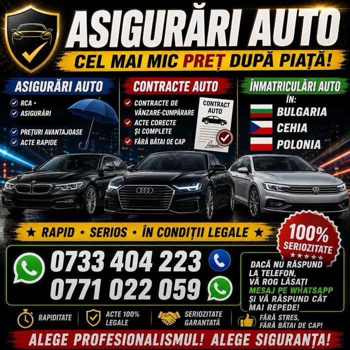 Asigurări Auto • Contracte Auto • Înmatriculări Bulgaria, Cehia și Polonia