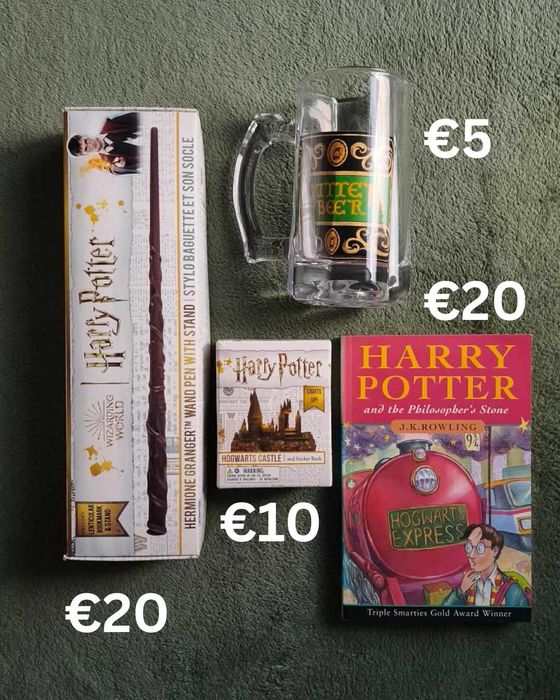 Harry Potter merch - Мърч на Хари Потър - книга, пръчка, халба и мини лампа
