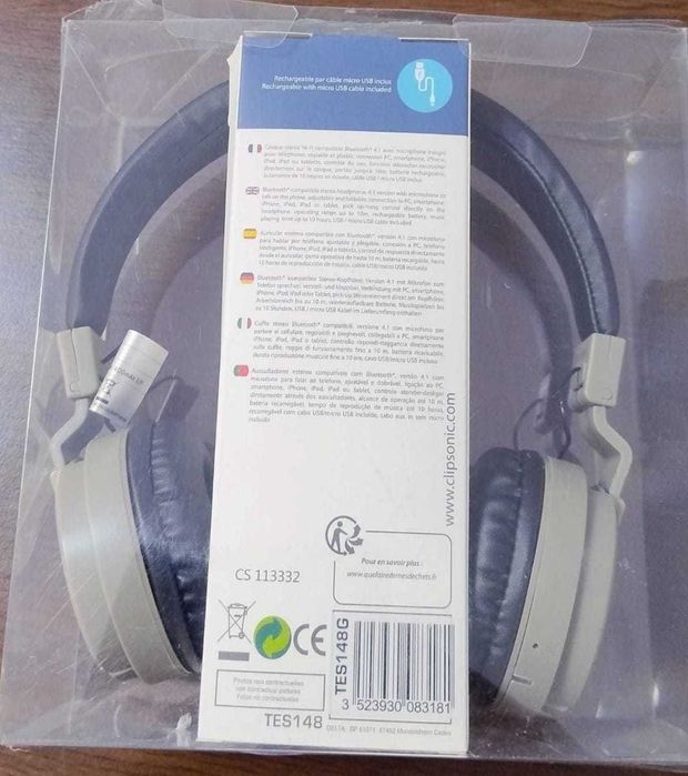 Căști bluetooth Clip Sonic TES 148G - gri și albastre