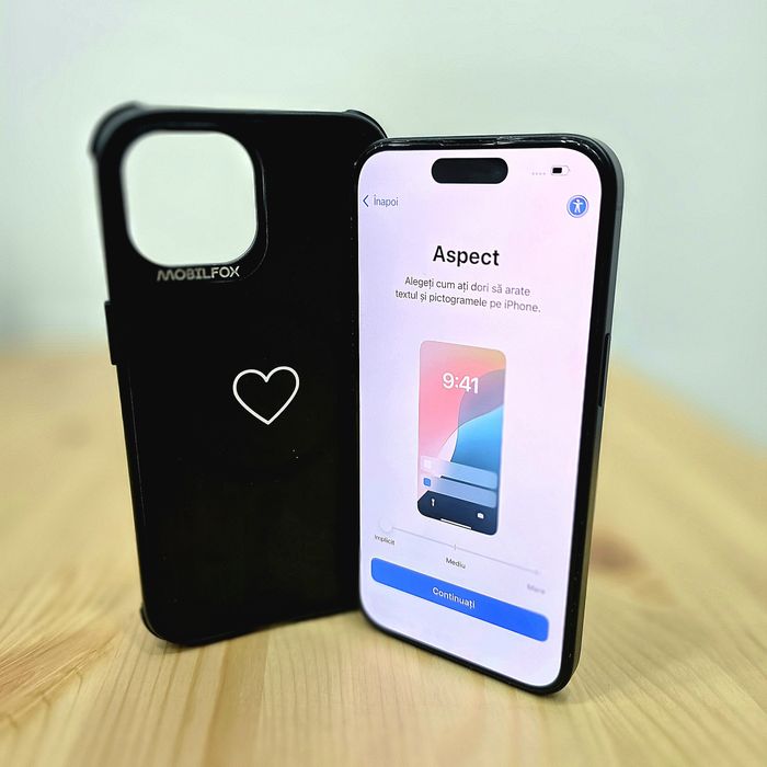 Telefon APPLE iPhone 15 5G, 128GB, Black, husă MobilFox