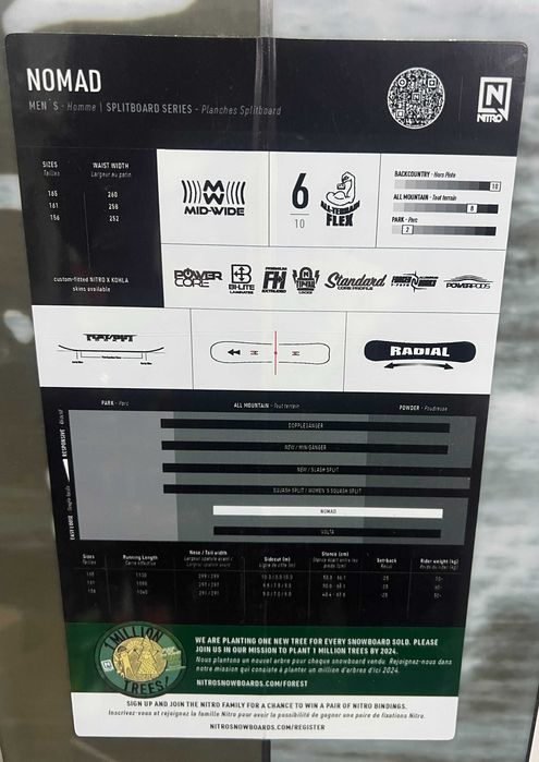 Snowboard Nitro nomad splitboard 156 cm flat out rocker 2022