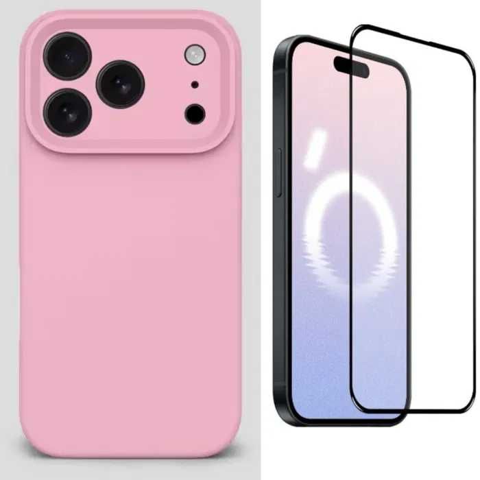 Husa Silicon ( diverse culori ) si Folie Sticla iPhone 16 Pro