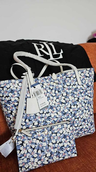 Geanta Ralph Lauren de dama, reversibila, cu 2 fețe, originala NOUĂ