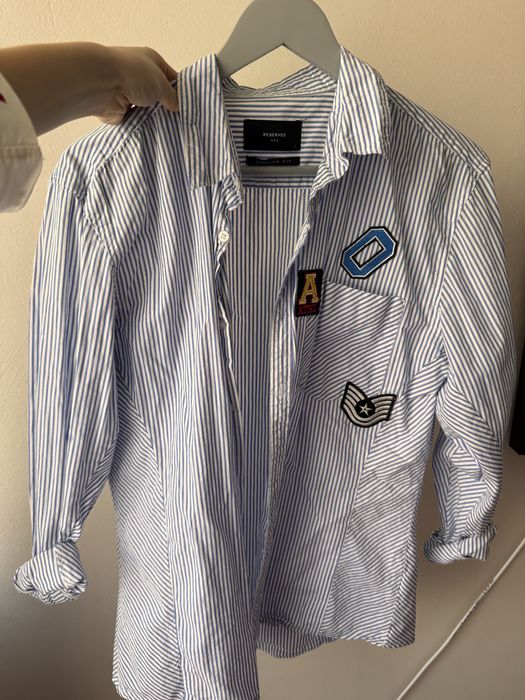 Връхна риза зелена, розова, синя риза райе