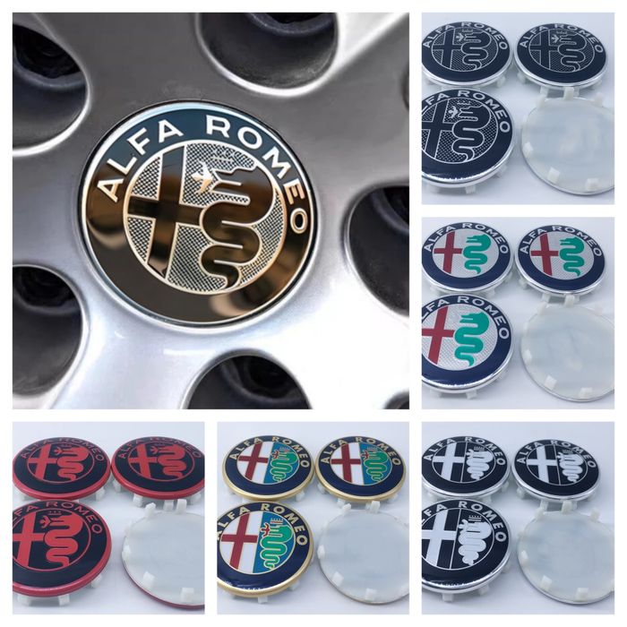 ALFA ROMEO - Set embleme auto si capace pentru jante aliaj