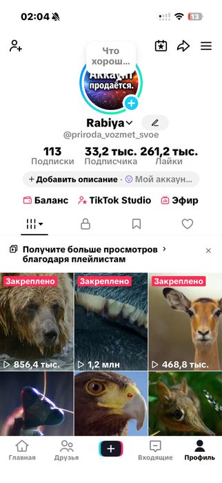 Тик ток.    Продам тик ток акаукт