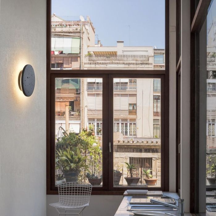 Aplică LED Perete din Beton Negru 8W – Lumină Caldă 3000K, Design Modern