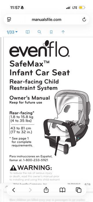 Детское автомобильное кресло Evenflo