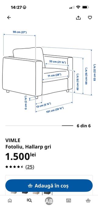 Fotoliu ikea Vimle