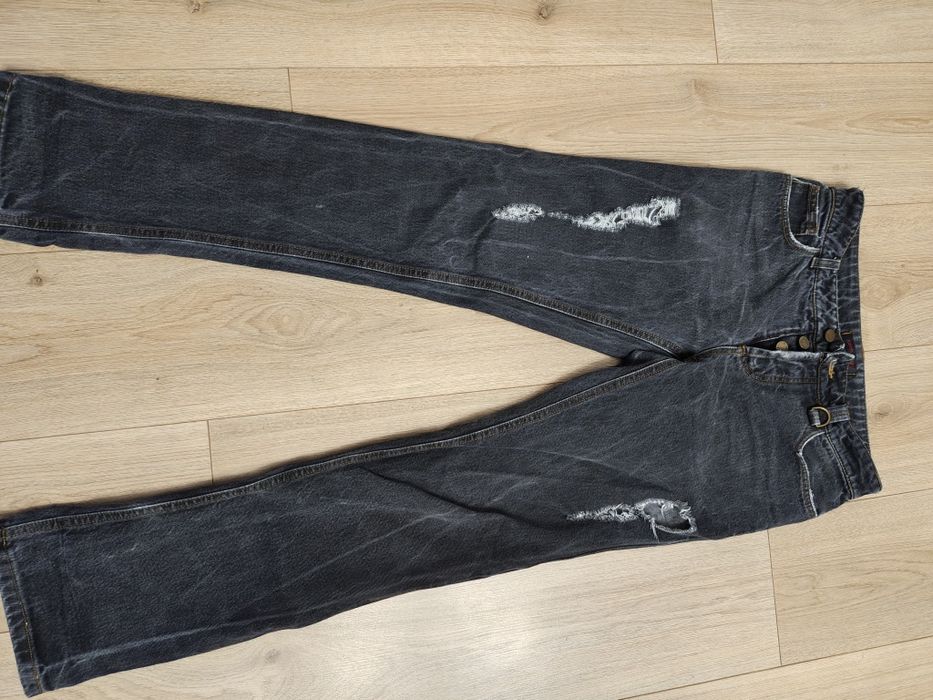 Blugi Roberto Cavalli Archive – Acid Wash Distressed Denim – Grey/Blac