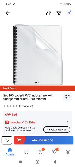 100 folii transparente PVC, 150 microni