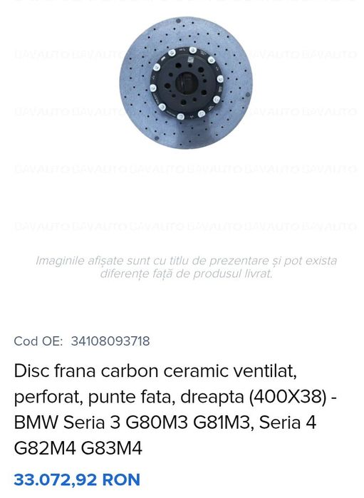 Set discuri fata  BMW  G80 M3.  .- G81 M3  -G82 M4.  -G83 M4 .