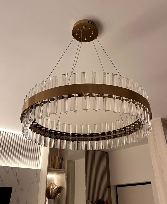 Lustra LED candelabru gold/ crystal glass