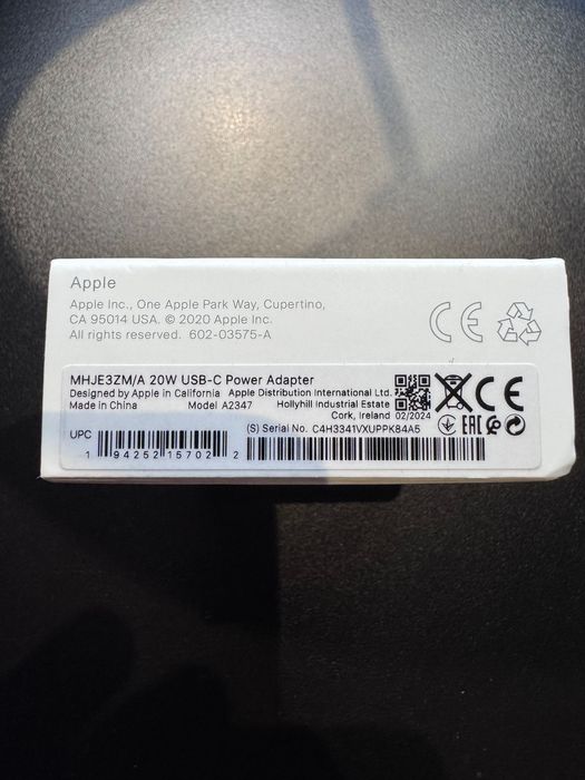 Оригинално Apple 20W USB-C Power Adapter – Ново