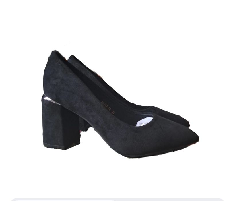 Туфли замшевые, на каблуке
