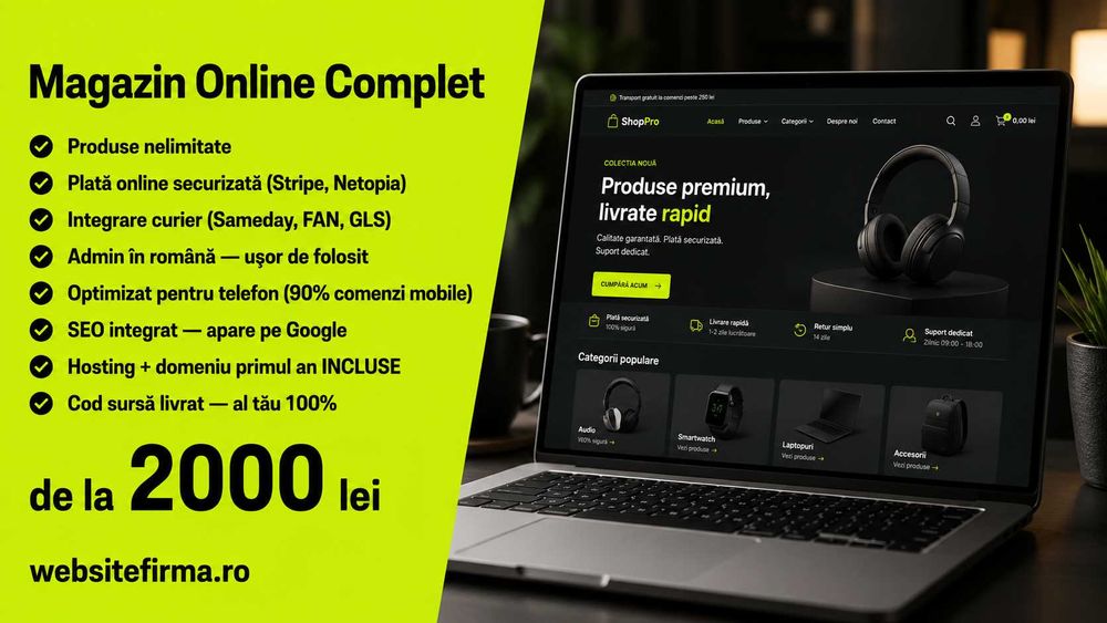 Site web, magazin online, CRM personalizat  de la 1000 lei