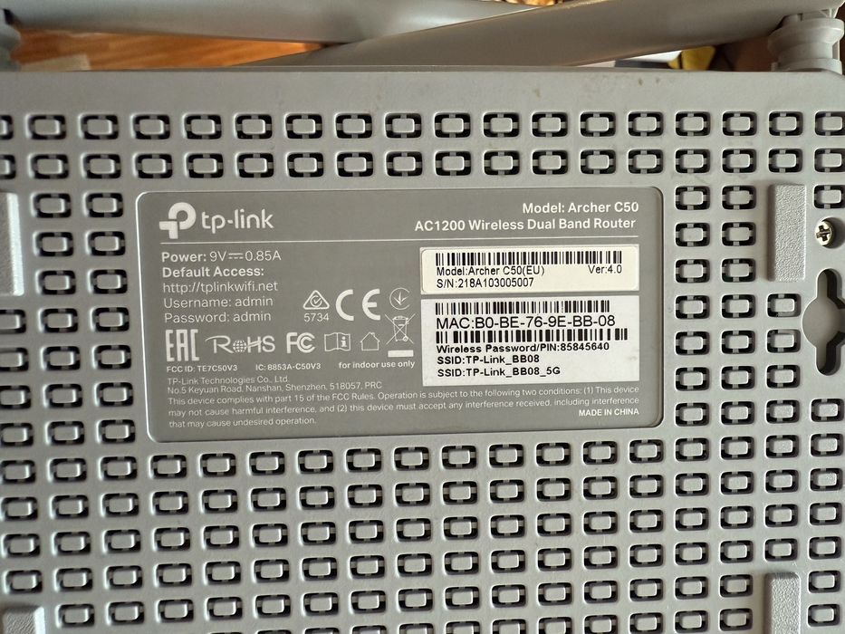 TP-Link Archer C50 (EU) Ver: 4.0 Модел: Archer C50