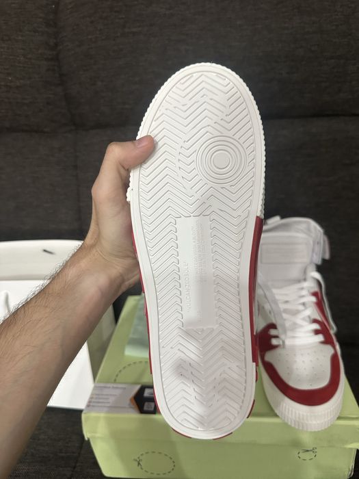 Off-White Vulcanized Hi Top White Red