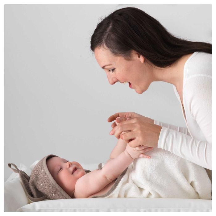 NOU! Prosop cu glugă bebe alb - bej IKEA