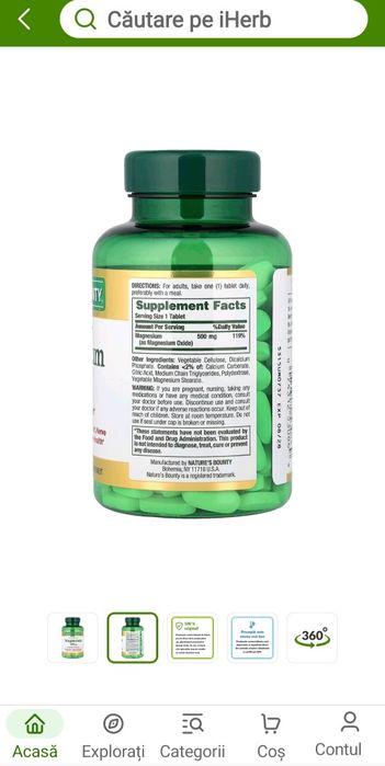 Magneziu oxid 500 mg (2 cutii, 2×200 tablete)