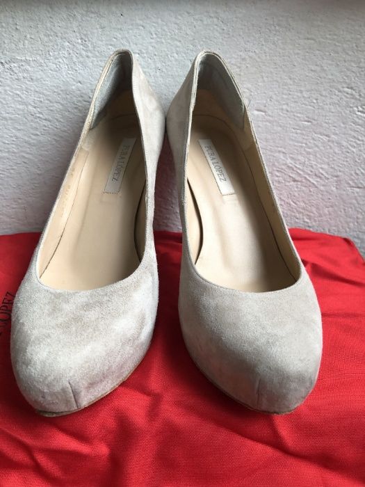 Pantofi Pura Lopez piele intoarsa bej 35