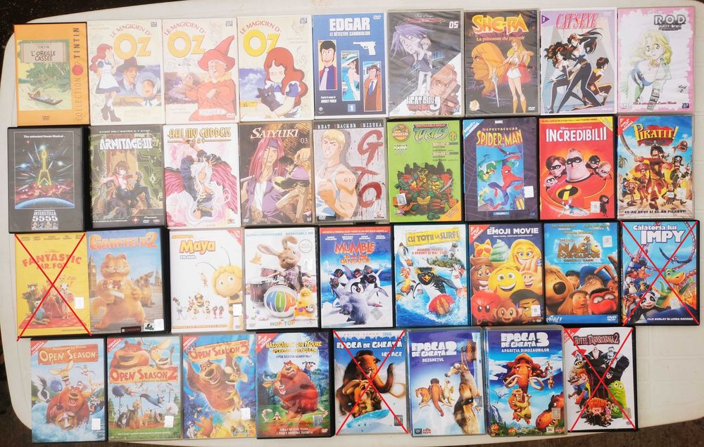 DVD desene animate disney manga anime looney tunes tom si jerry scooby doo strumfii garfield vipo t-rex kemy curiosul oraselul lenes filme craciun etc