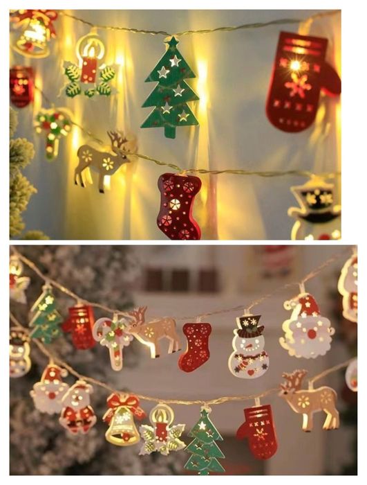 Новогодние гирлянды теплый желтый цвет для украшения дома офиса