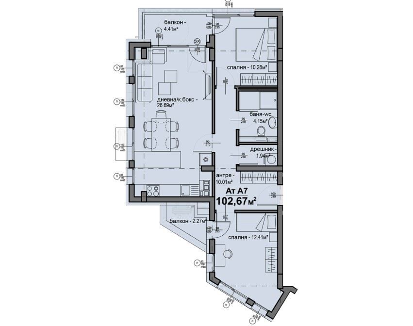 Продава се Тристаен апартамент в София, Люлин 5 - 102 кв.м за 838 €/кв.м - Снимка #1