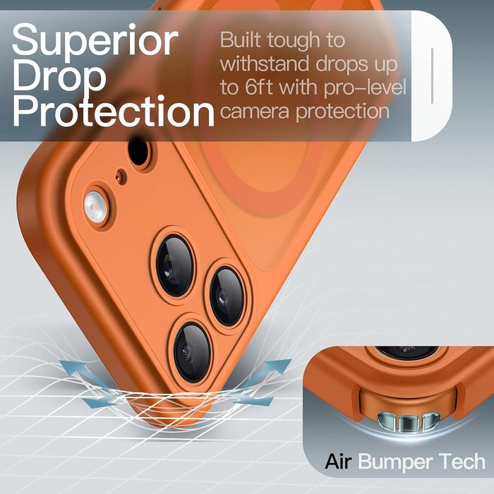 Матов magsafe кейс за apple iphone 17 pro - оранжев