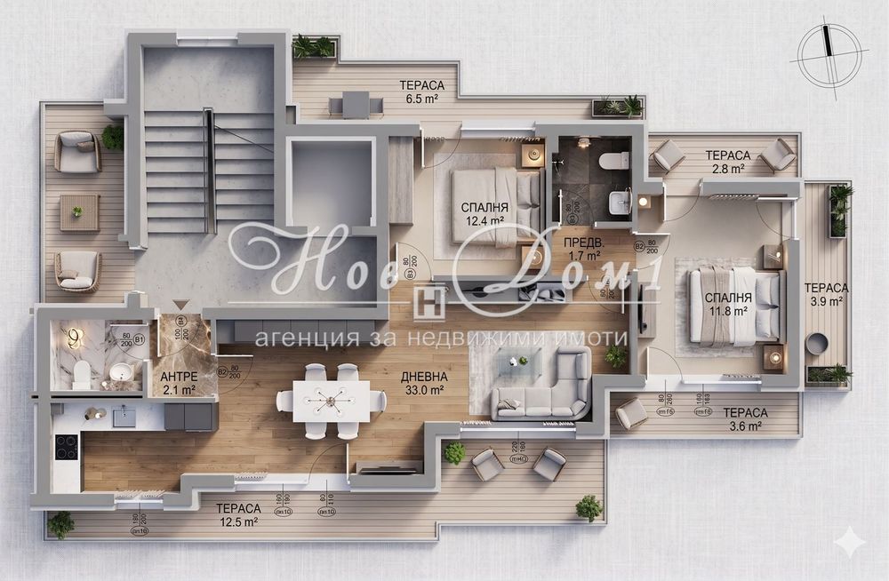 Само 1620€/м2! Дневна 33м2, 2 Спални, 2 Бани, 4 Тераси! Панорама!